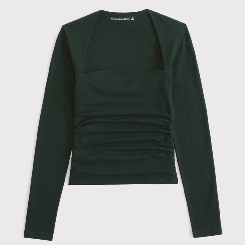 NWT Abercrombie & Fitch Dark Green Long Sleeve “Ava” Top